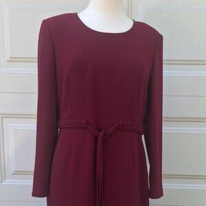 NWT Size 12 P Kasper Garnet Poly Crepe Dress